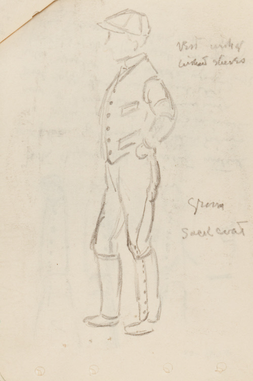 Costume sketch; side view of groom design