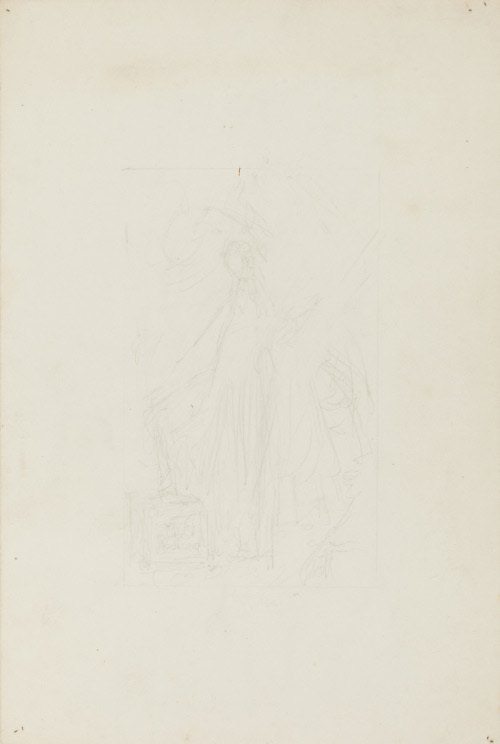 Figure with leg up on crate marked oolong