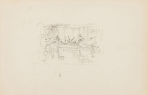 Sketch of a table with figures sitting