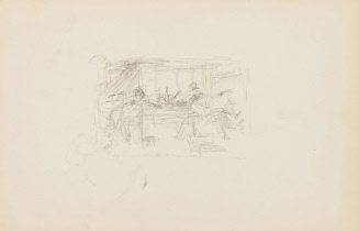 Sketch of a table with figures sitting