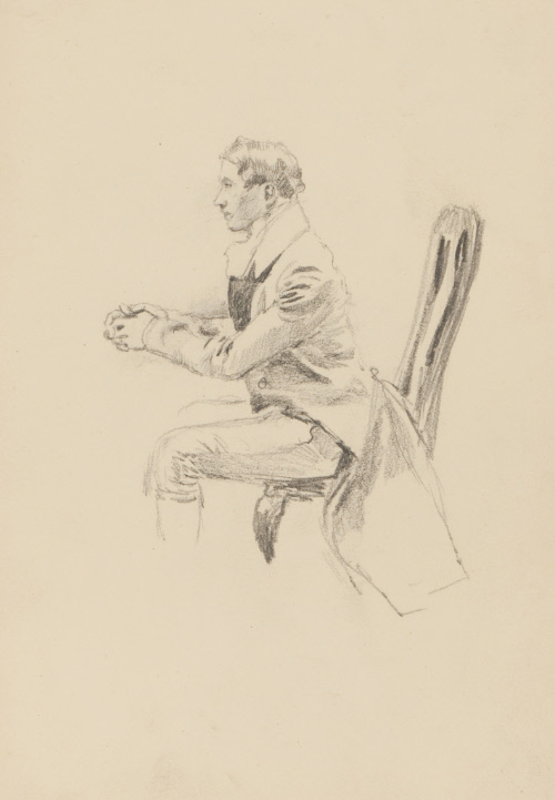 Study for The Last Revel in Printz Hall; Seated man with clasped hands