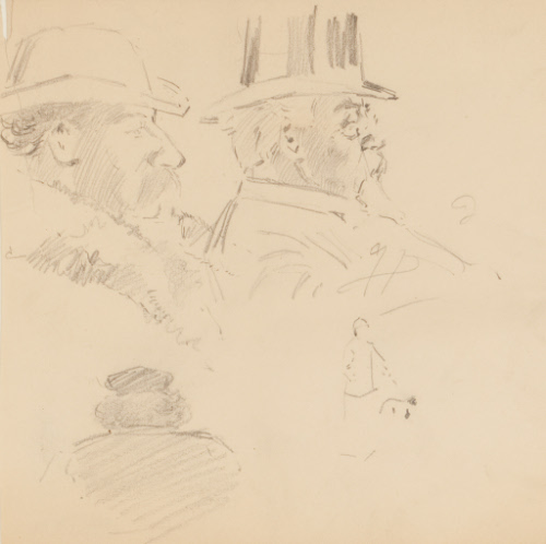 Two Men's Heads and Two Sketches