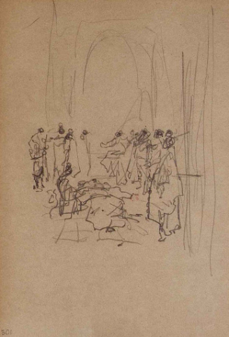 Sketch for Poisoned Ice; On the edge of the ring, guarded, stood Brother Bartholome and the Carmelite