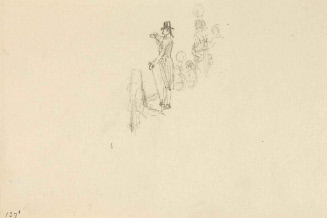 Sketch for The Last Revel in Printz Hall; The little boys cheered vigorously as he pushed off