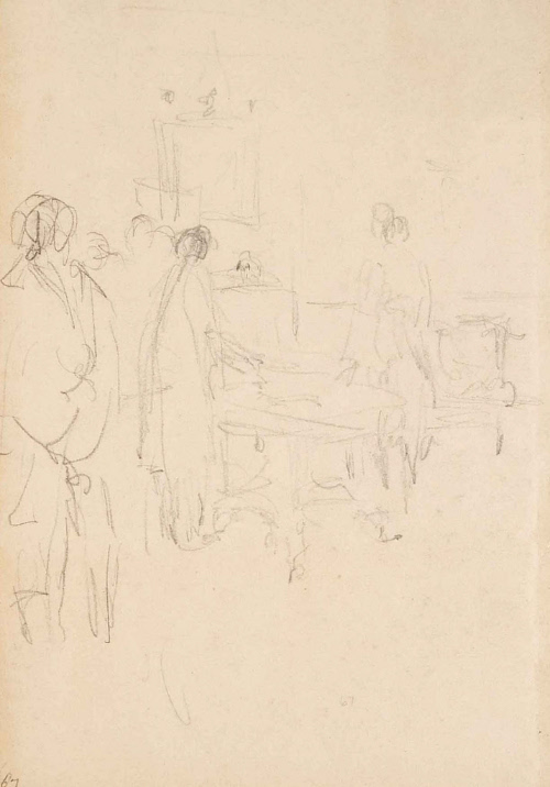 Sketch for The First President of the United States; Thompson, the Clerk of Congress, announcing to Washington, at Mount Vernon, his election to the presidency