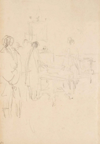 Sketch for The First President of the United States; Thompson, the Clerk of Congress, announcing to Washington, at Mount Vernon, his election to the presidency