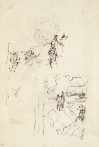 Sketch for Colonies and Nation; Washington and Rochambeau before the trenches at Yorktown