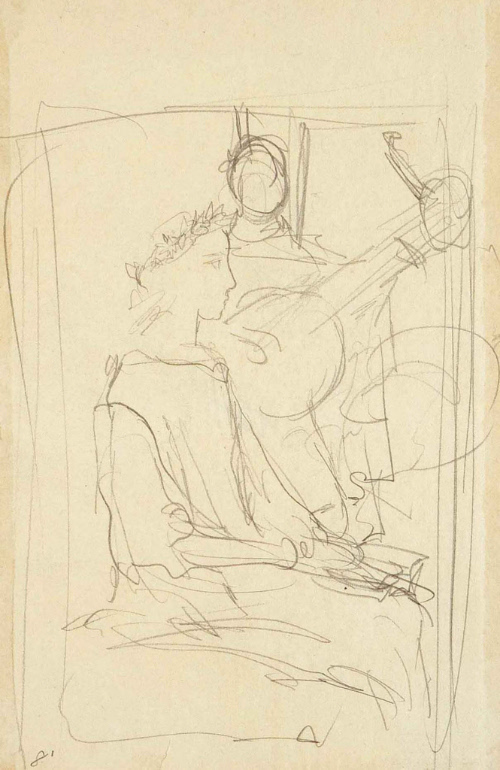 Sketch for Piere Vidal, Troubadour; "Nothing harms me all the day"