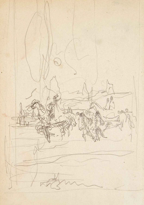 Sketch for Piere Vidal, Troubadour; In the train of King Alfonzo