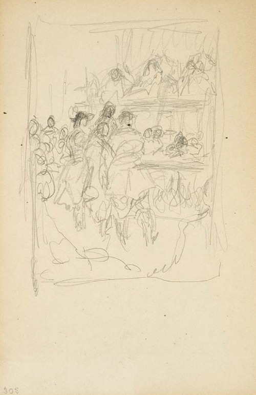 Sketch for The Black Night; They questioned him with malevolent persistence