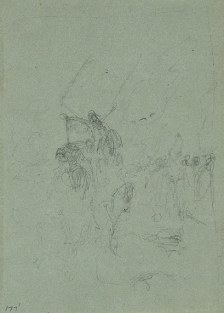 Sketch for The Two Cornets of Monmouth; On sped the light chestnut, with the little officer bending almost to the saddle bow