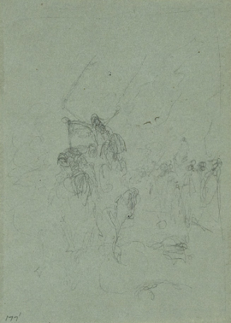 Sketch for The Two Cornets of Monmouth; On sped the light chestnut, with the little officer bending almost to the saddle bow