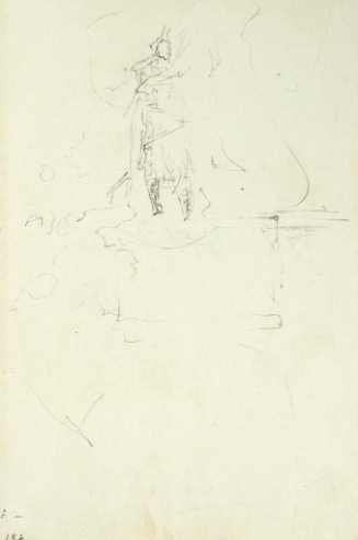 Sketch for Quo Vadis; Nero Holding a Golden Lute, with Rome in Flames