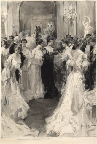 Mrs. Astor, the recognized social leader of New York, gives a ball each year which is one of the most brilliant social events of the season in America. It is attended by New York's most exclusive social set.