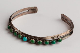 Narrow Silver Cuff Bracelet with Turquoise