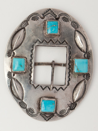 Silver and Turquoise Belt Buckle
