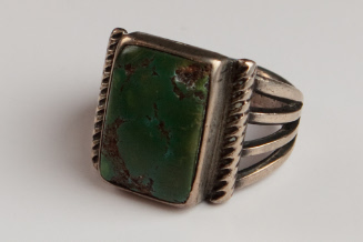 Silver Ring with Large Green Stone