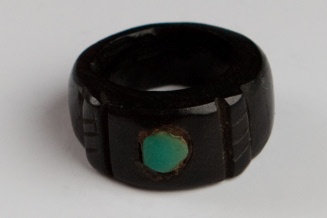 Bone Ring with Small Green Stone