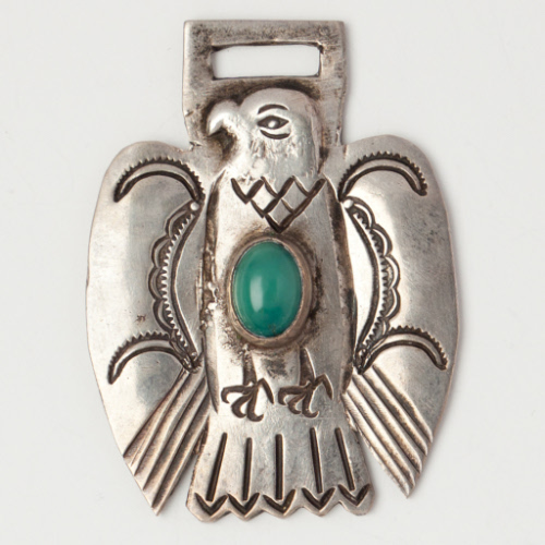 Silver and Turquoise Pendant, Eagle or Thunderbird