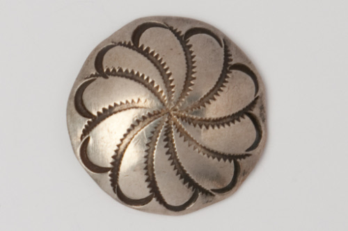 Silver Button with Flower Design