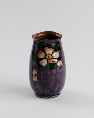 Vase with Purple Glaze and Flower Design