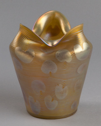 Iridescent Glass Vase with Folded Lip