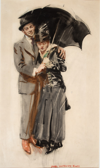 Couple sharing an umbrella / Cover for Judge, October 17, 1914