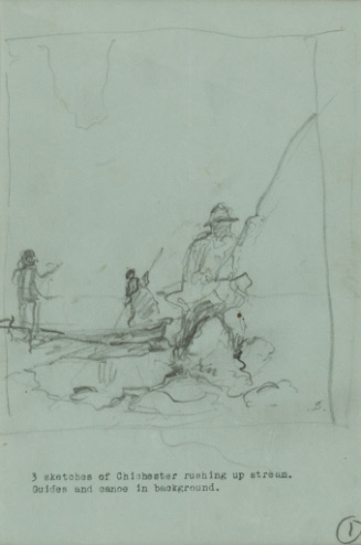 Sketches of man fishing at Chichester