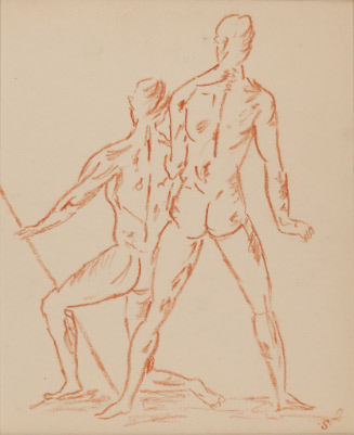 Two male nudes, rear view
