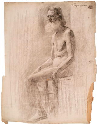 Academic Study, Male Nude with Beard