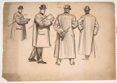 Sketches of Man in Overcoat