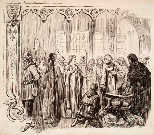 Court scene in throne room