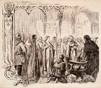 Court scene in throne room