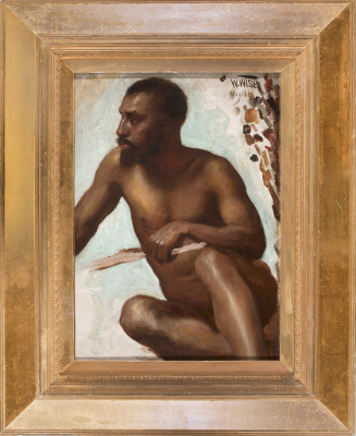 Academic study of a seated male nude