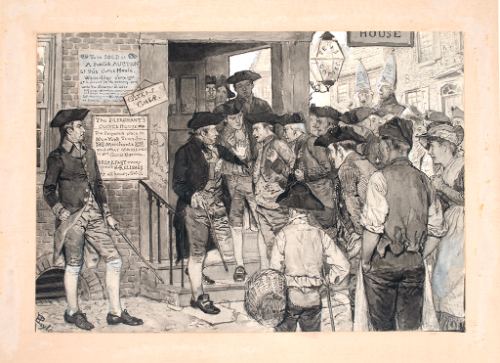 Illustration for Old New York Coffee Houses; Theophylact Bache Saving Graydon from the Mob in 1776