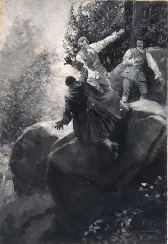 The negro boy, arms whirling wide in the air, shot over the side of the cliff