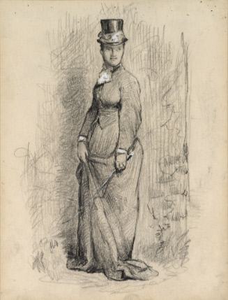 Woman wearing equestrian dress with hat and riding crop