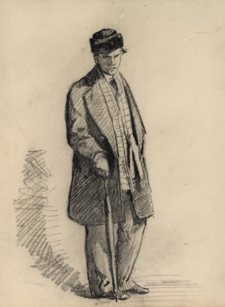 Man wearing winter coat, hat, and scarf