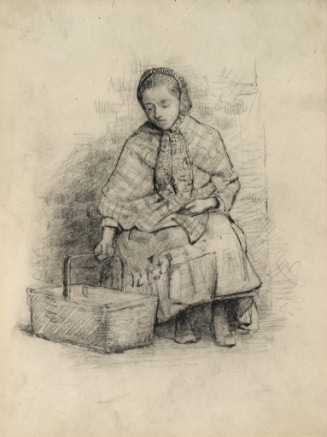Young woman seated with basket