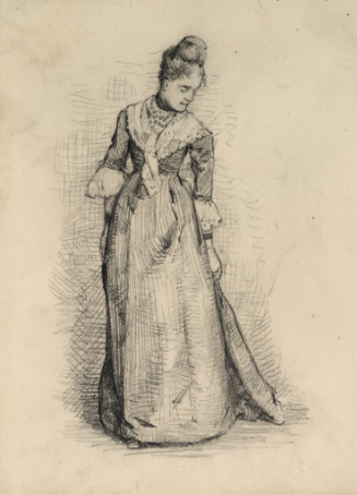 Woman wearing gown and holding dress train
