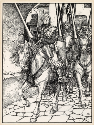 Illustration for Otto of the Silver Hand; Away they rode with clashing hoofs and ringing armor