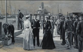 Where two ends meet - Scene on the pier at twenty-sixth street, East River, New York