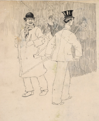 Two men walking by each other