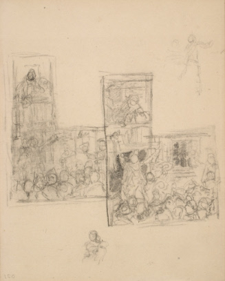 Sketches for Old New York Coffee-Houses; Isaac Sears Addressing the Mob