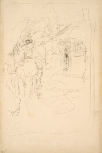 Sketch for The Little Maid at the Door; "I see naught but a little maid at the door"