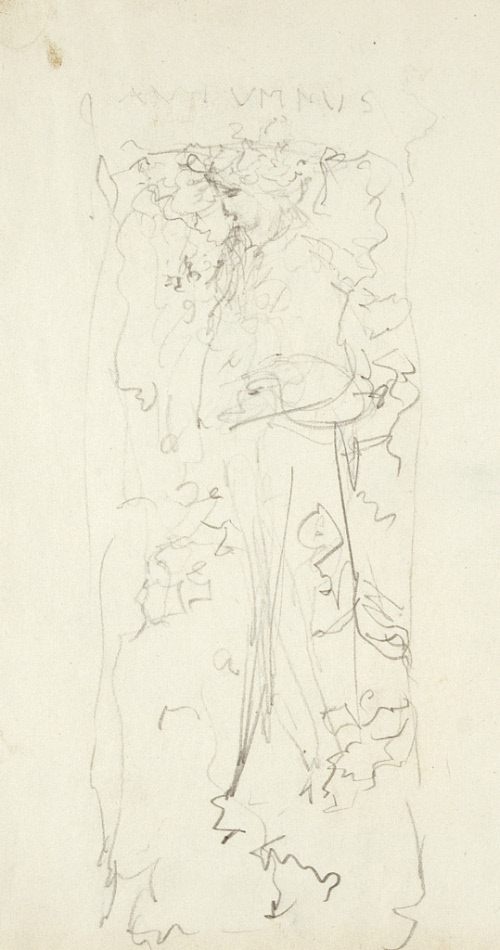 Sketch for The Yellow of the Leaf; The falling leaf is at the door