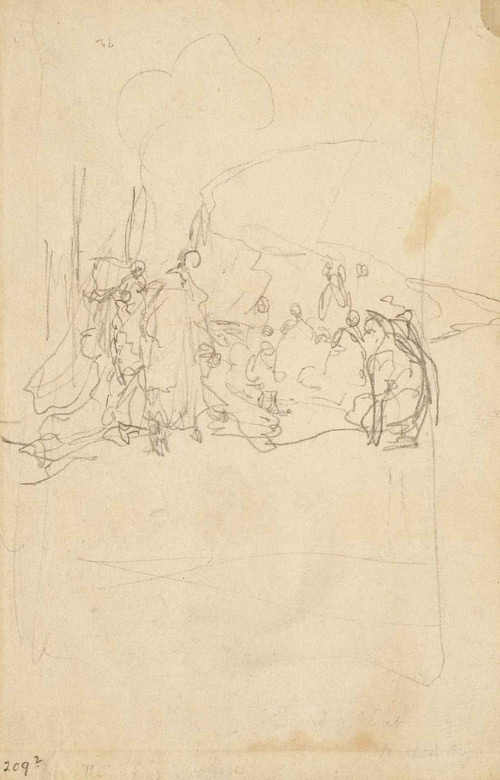 Sketches for The Sword of Ahab; The dark folk trooped to meet them on the shore