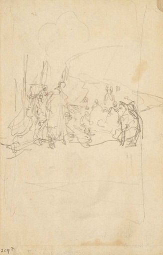 Sketches for The Sword of Ahab; The dark folk trooped to meet them on the shore