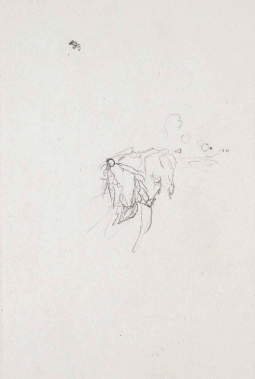 Sketch for Melicent; A man lay prone there, half turned upon his face