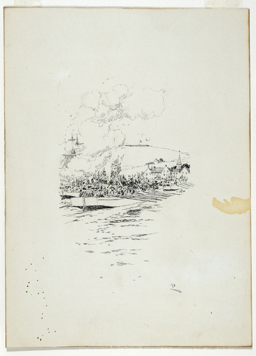 Illustration for Grandmother's Story of Bunker Hill Battle  / The barges gliding onward